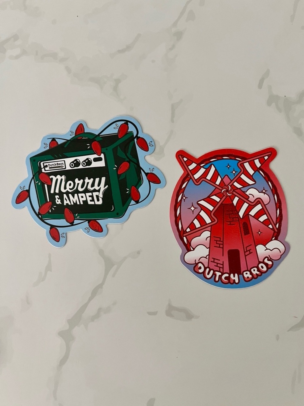 Dutch Bros Sticker Bundle - Merry & Amped and Peppermint Windmill Stickers